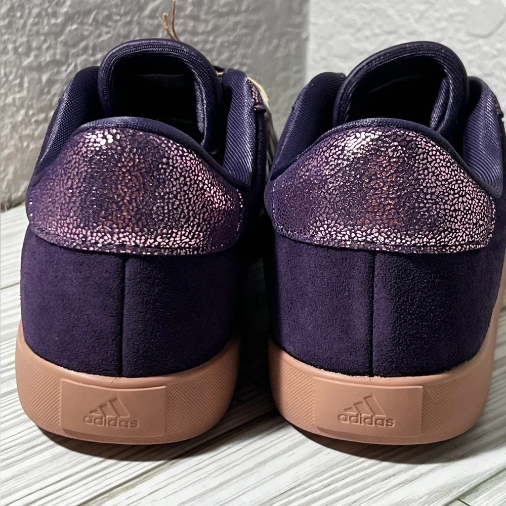 Adidas VL Court 3.0 low top sneakers shoes lace up purple youth size‎ 7 #JS3485